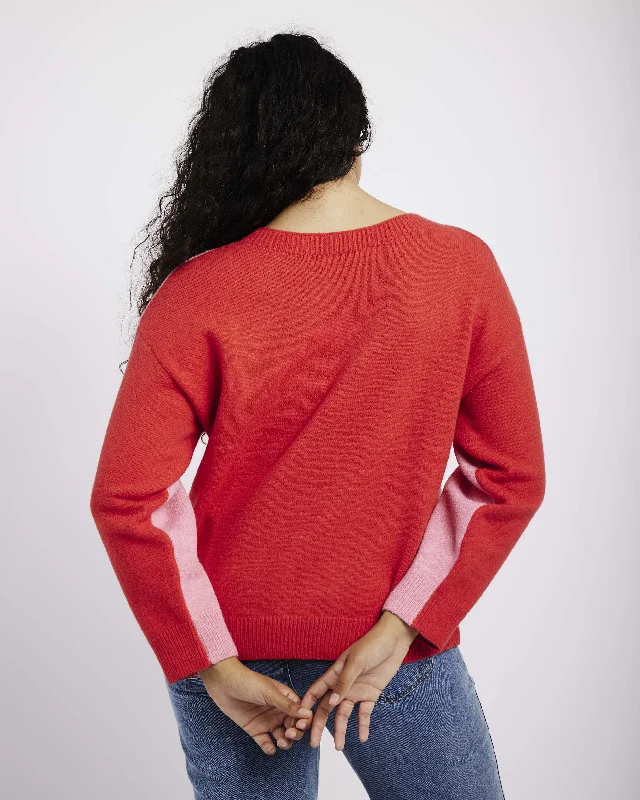 Two Tone Jumper in Pink/Red