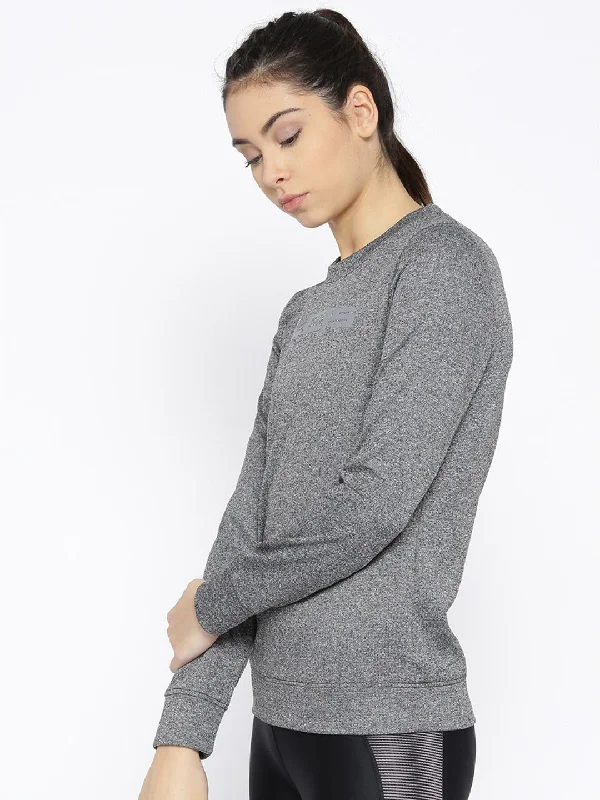 Alcis Women Charcoal Grey Solid Sweatshirt