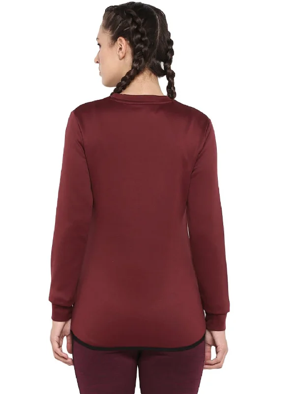 Alcis Women Maroon Solid Sweatshirt