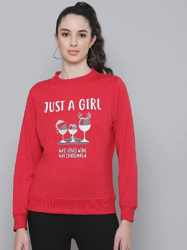 Red Terry JUST A GIRL Sweatshirt