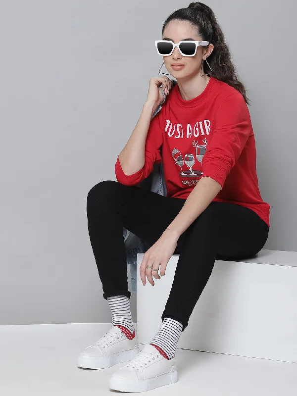 Red Terry JUST A GIRL Sweatshirt