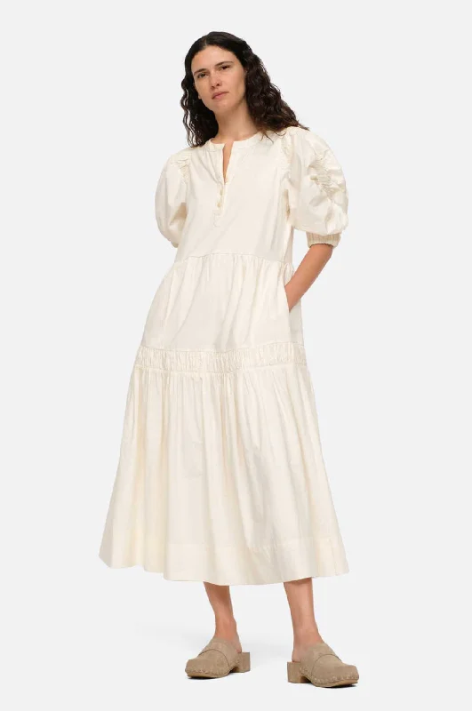 Steph Cotton Puff Slv Dress Cream