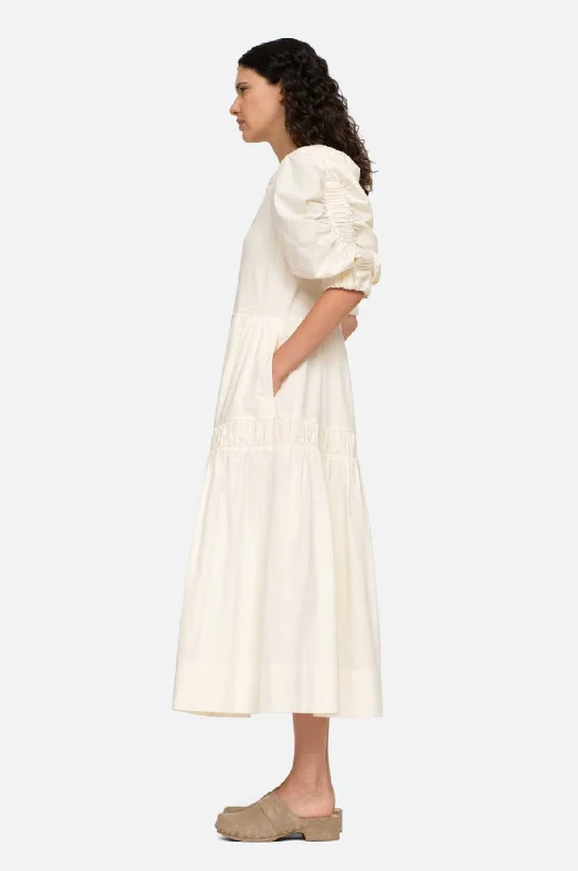 Steph Cotton Puff Slv Dress Cream