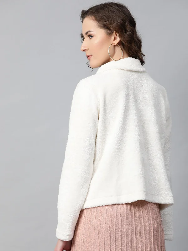 White High Neck Faux Fur Sweatshirt