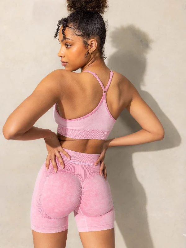 Stonewash Scrunch Seamless Shorts - Pink Stonewash