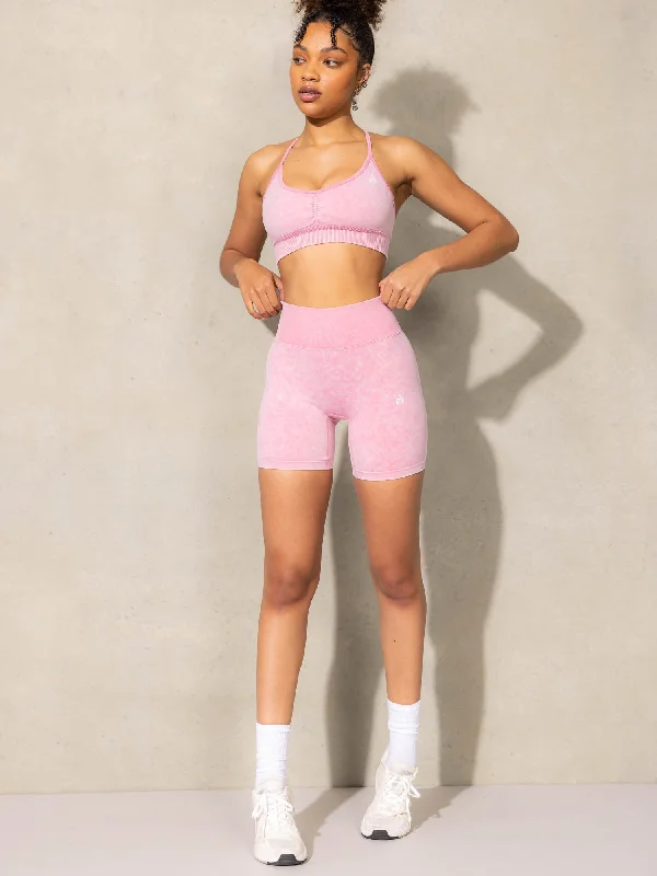 Stonewash Scrunch Seamless Shorts - Pink Stonewash