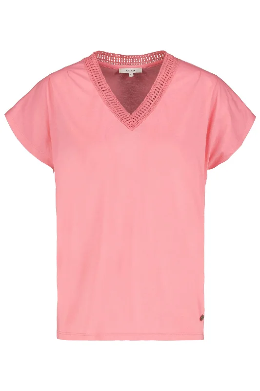 Garcia Plain V-Neck Tee - Pink