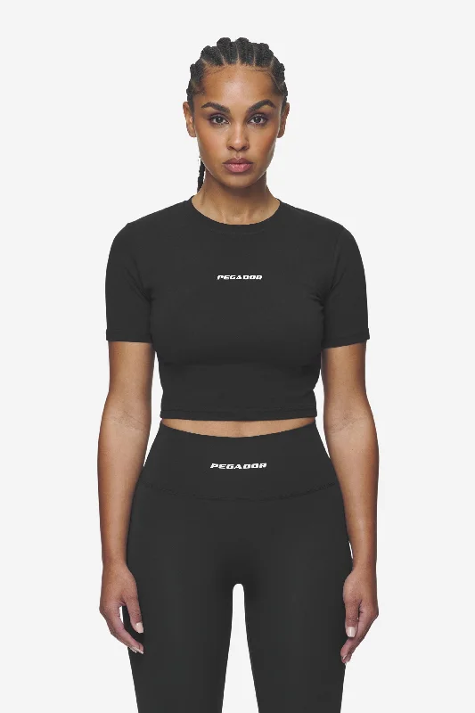 Ines Cropped Baby Tee Black White Gum