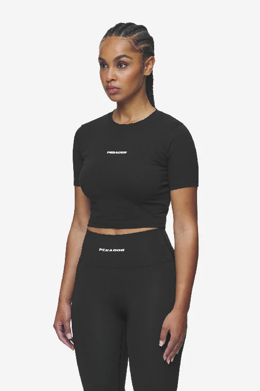 Ines Cropped Baby Tee Black White Gum