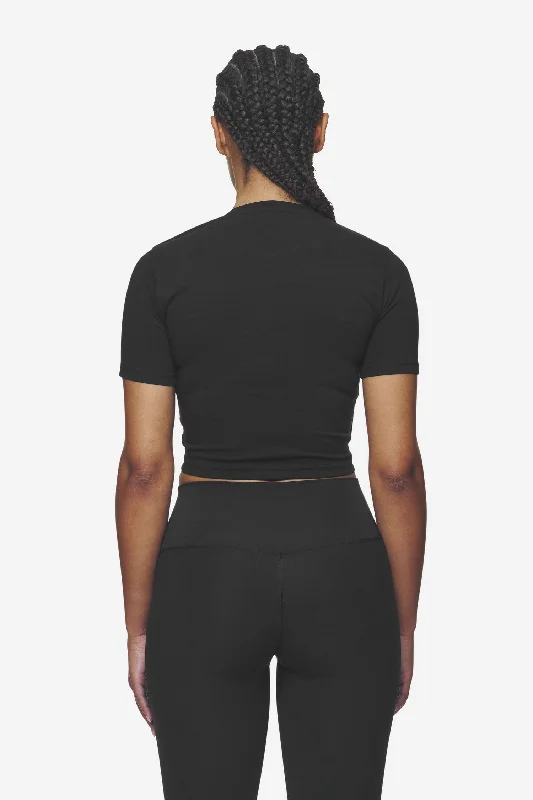 Ines Cropped Baby Tee Black White Gum