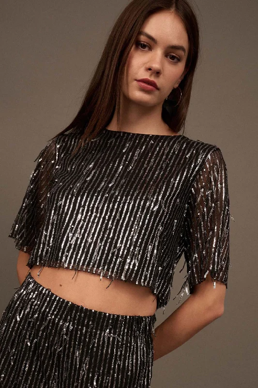 Razzle Dazzle Sequin Stripe Crop Top